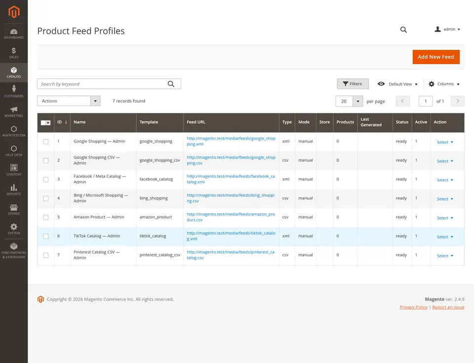 Product Feeds profile editor