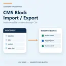 Illustration of CSV rows becoming Magento CMS blocks