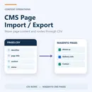 Illustration of CSV rows becoming Magento CMS pages