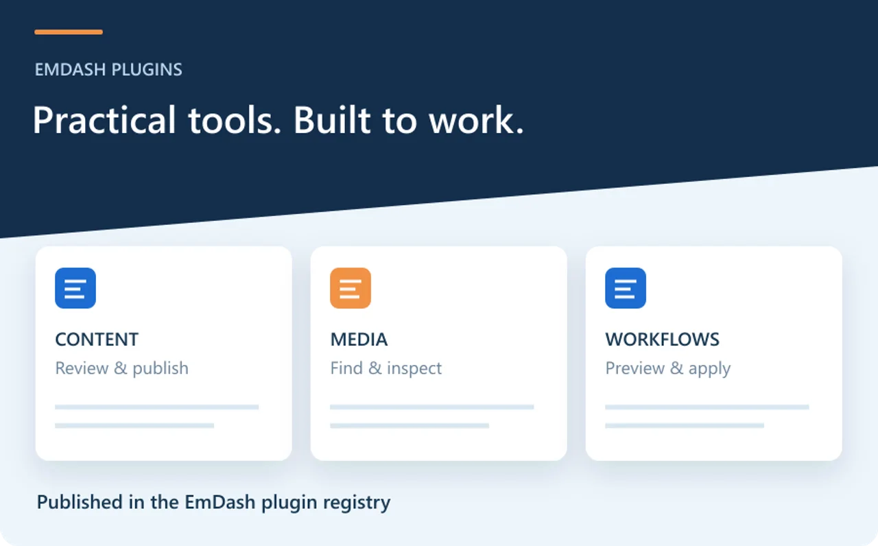 Graphic showing EmDash content, media and workflow plugin categories